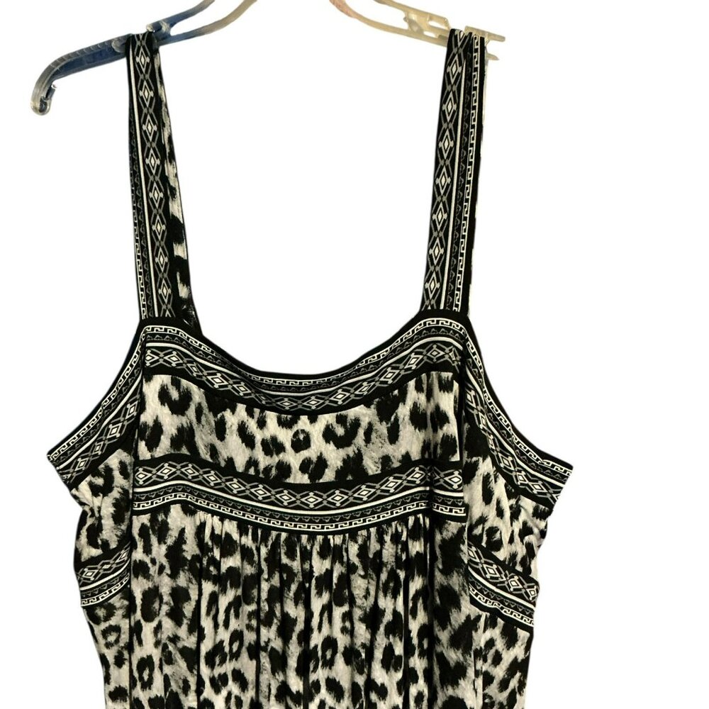 Apt 9 Black/Leopard Maxi Dress 2X Bust=24 Waist=26 Length-=50 Poly/Spandex - Picture 6 of 6